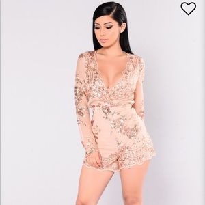 Glitter In The Air Romper - Rose Gold